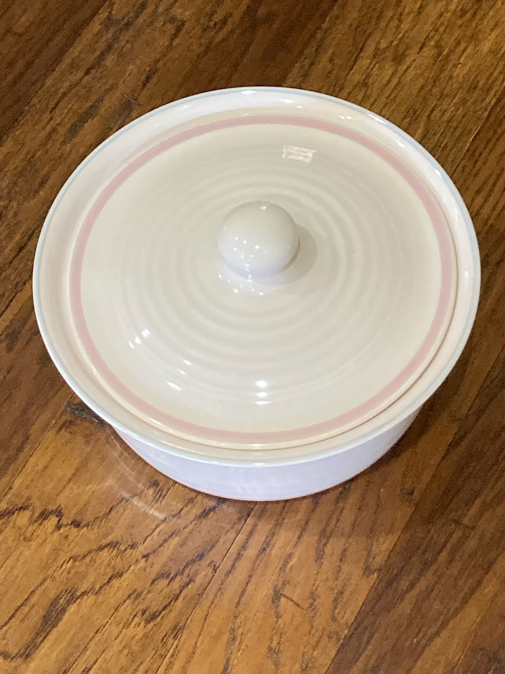 Pfaltzgraff Cream Ceramic Dish with Pink & Blue Accent
